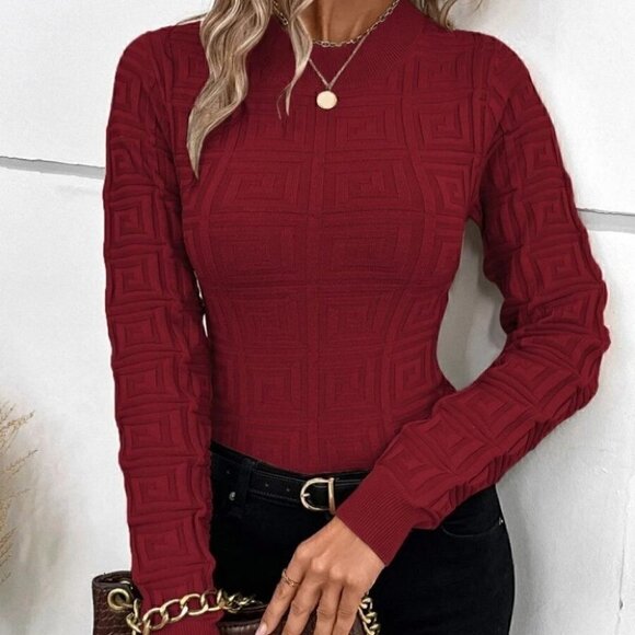 . Sweaters - burgundy celeb style long sleeved knit Sweater top